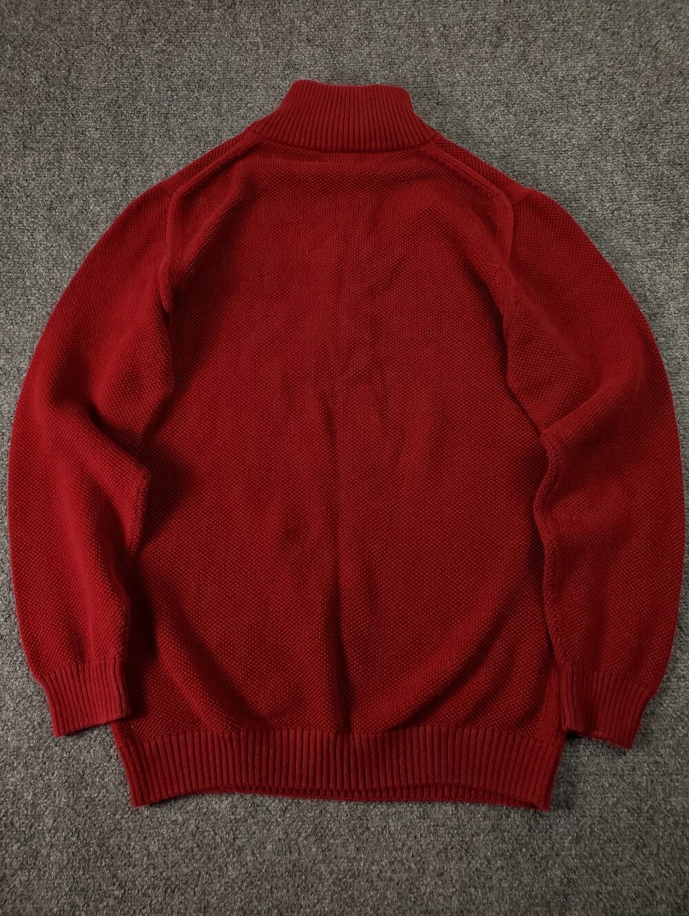 Lacoste Quarter Zip Sweater Medium 4 Textured Cotton Knit Moc Neck Red Pullover - Picture 3 of 10